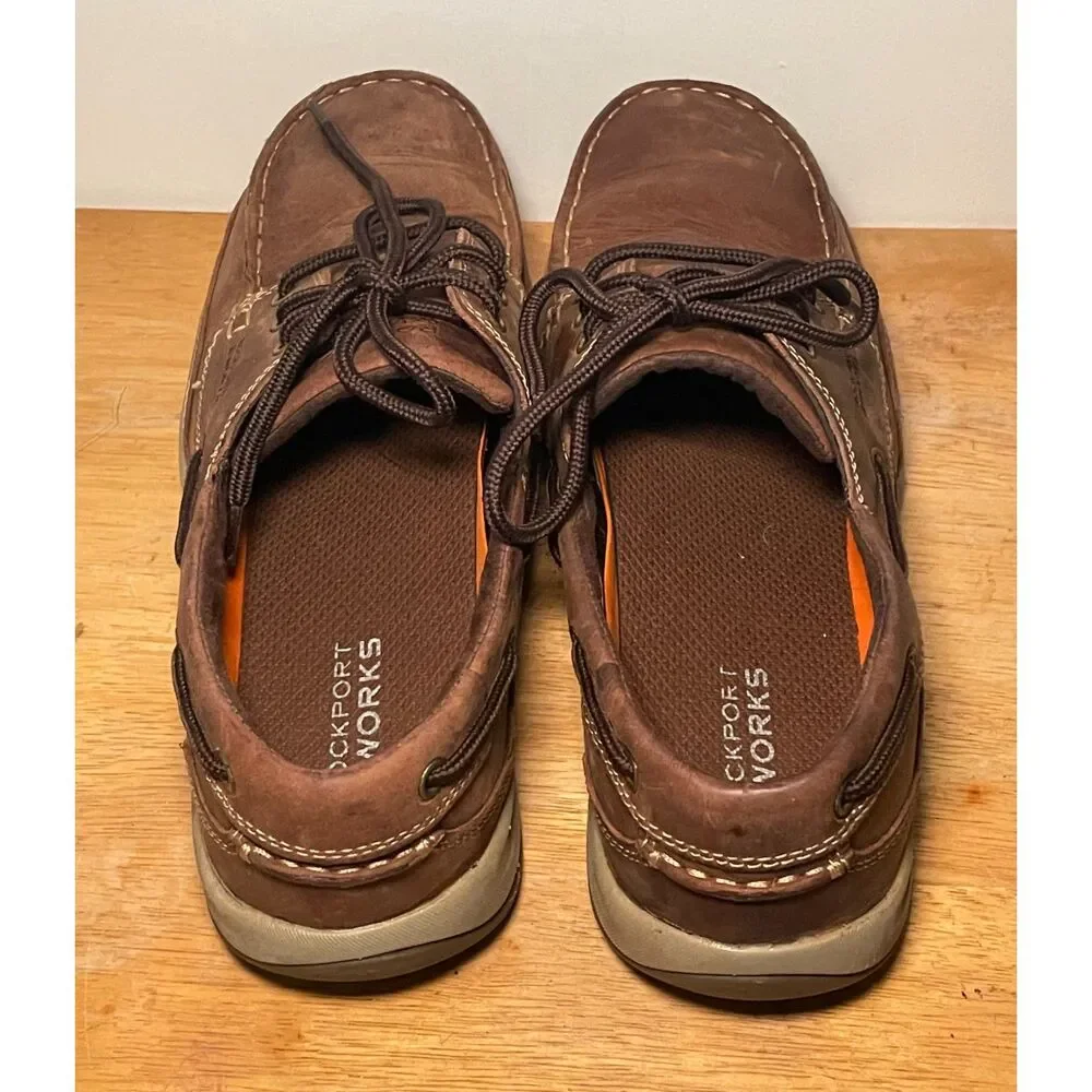 Rockport Works RK6736 Men's 13M Brown Leather EH Safety Toe Work Shoes ASTMF2413